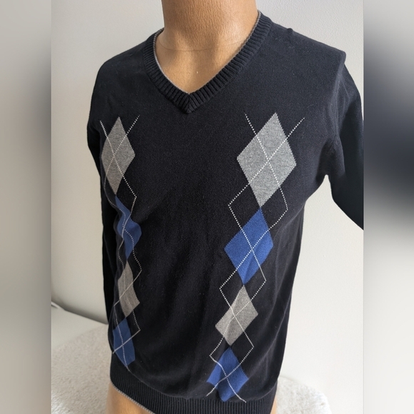🇬🇧PAUL SMITH Black, Gray and Blue Argyle Sweater - Picture 5 of 14